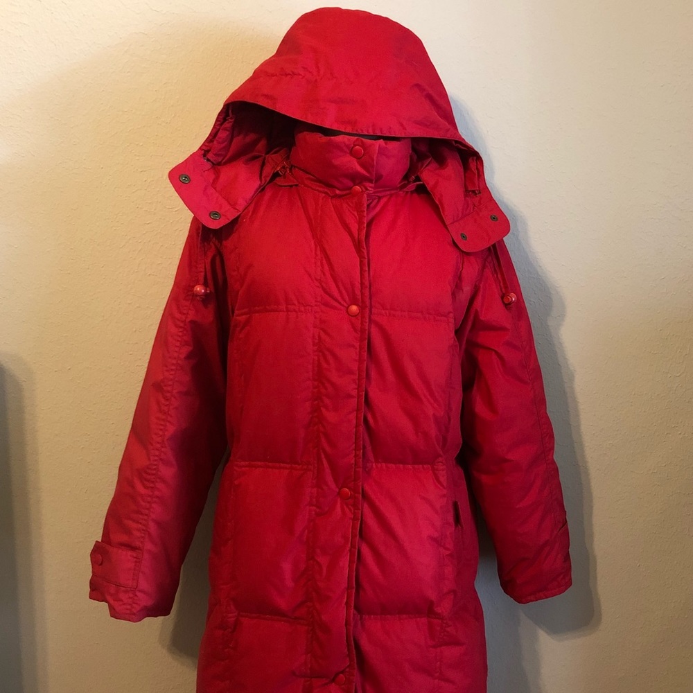 Full Length Eddie Bauer Red Goose Down Puffer Coat